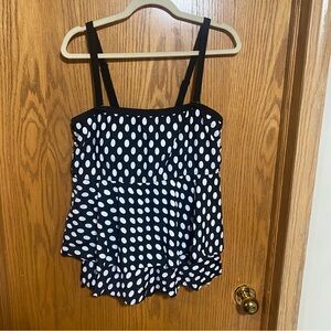 Black and white polka dot tankini with adjustable straps cactus brand